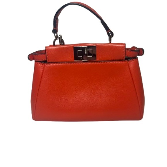 Fendi Leather Crossbody Peekaboo in Orange/Red Color with inclusions. - Picture 4 of 10